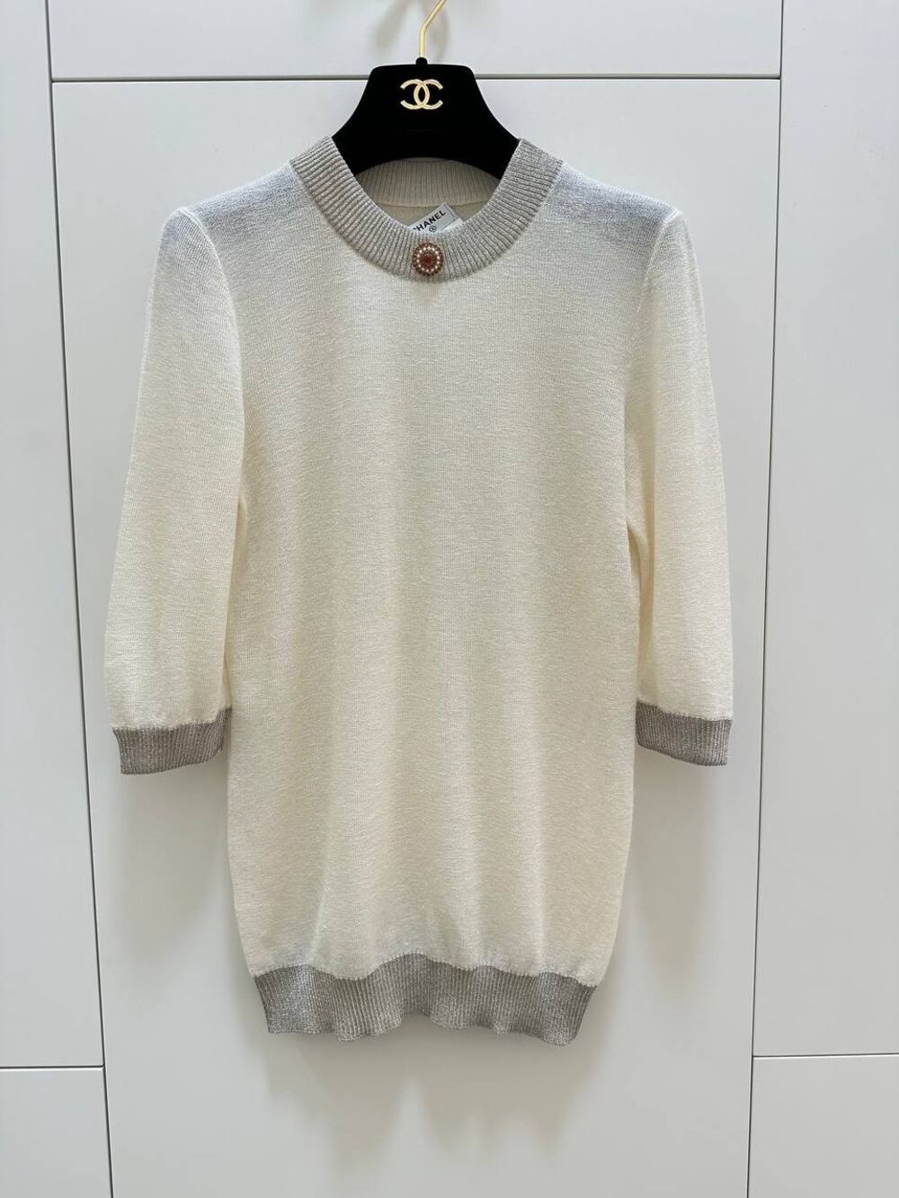 CHANEL Cashmere Silk Lurex Knit Dress Tunic FR 36